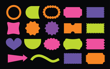 Abstract shapes sticker set. Trendy retro 90s style. Vector geometric illustration, shape and icon design