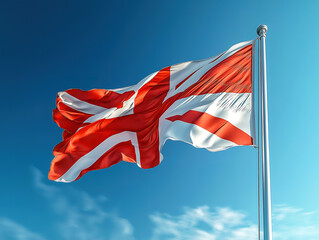 Welsh Flag Waving in the Breeze Under a Bright Blue Sky