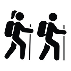 Vector icon isolated on white background. Hiking icon. Walking. Public footpath. Trail.