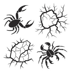 Scorpion and Crab Cracked Designs broken silhouette