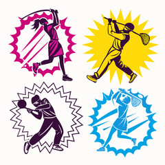 Sports action icons with abstract shapes figures