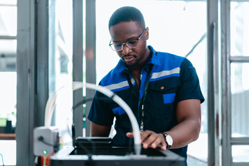 Engineer Inspecting 3D Printed Part