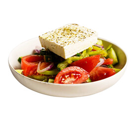greek salad with cheese and tomatoes