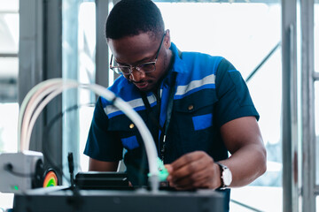 Engineer Inspecting 3D Printed Part