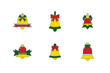 Fototapeta premium Christmas Festive Bell Ribbon Set Silhouette