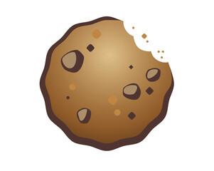 Isolated golden brown chocolate chip cookie, biscuit icon