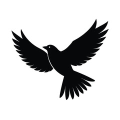 Minimalist Black and White Bird in Flight Outline