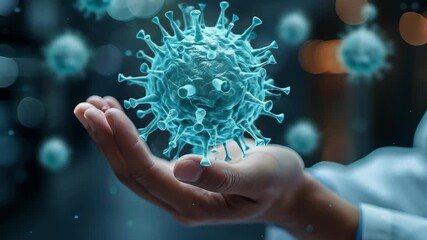 Close-Up of Doctor’s Hand Analyzing Influenza Virus – Medical Technology Concept - Powered by Adobe