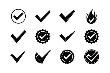 Verified Symbol Style Checkmark Tick Icon Collection