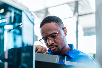 Engineer Inspecting 3D Printed Part
