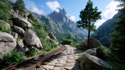 Mountain path railway track