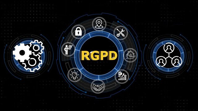 R G P D Data Protection Concept Animation Illustrating Privacy Security Compliance and Business