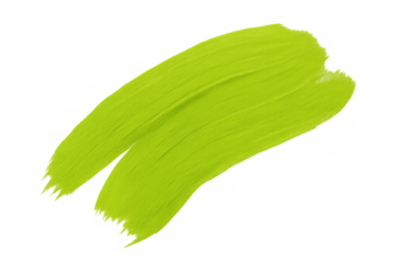 Lime green paint brush stroke creating dynamic, textured graphic element against transparent backdrop
