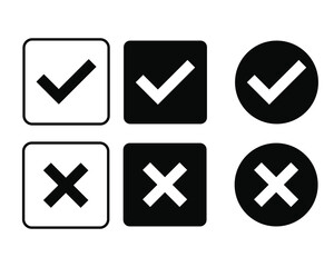 green tick and red cross massage box icons. check mark and cross mark massage icon box.