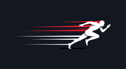Obraz premium A dynamic figure of a runner sprinting forward with the Singaporean flag flowing behind, symbolizing speed, energy, and the country’s constant drive towards progress and success.