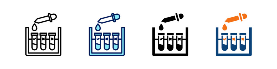 Test Tube All In One Icon Multi Styles Vector Set