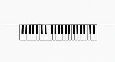 Fototapeta premium Minimalist piano keyboard line drawing conveying musical elegance and simplicity