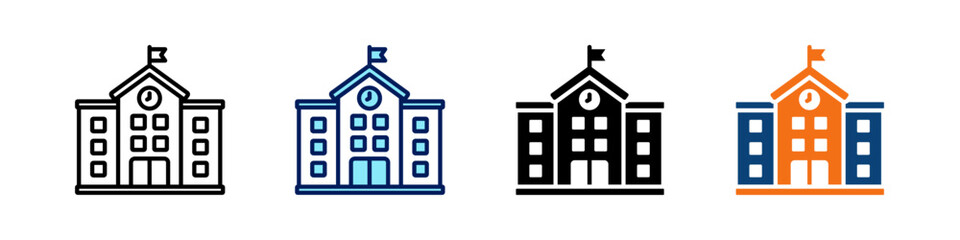 University All In One Icon Multi Styles Vector Set