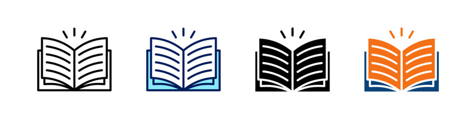 Reading All In One Icon Multi Styles Vector Set