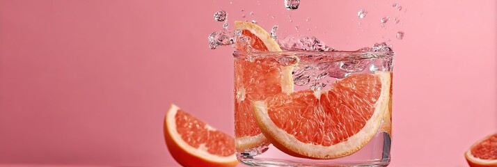 On a simple and healthy background, the natural crystalline salt complements the grapefruit slices beautifully, with abundant water content.