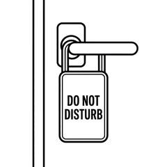 Do not disturb sign hanging on a door handle illustration