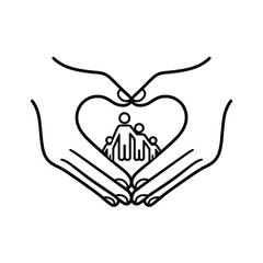 Loving Hands Protecting Family Heart Icon