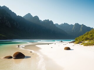 Secluded Beach Cove Amidst Mountains