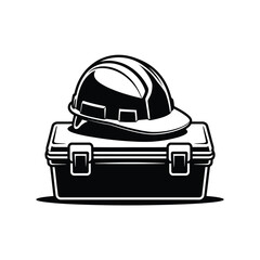 Hard Hat Resting on a Tool Box
