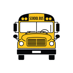 Front View Yellow School Bus Illustration