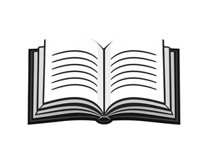  Flat Open Book Icon with Clean Lines and Centered Pages, Minimalist Vector Style, Isolated on Transparent Background