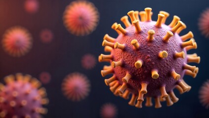 Microscopic Closeup of Abstract Viral Particles in a Dimmed Background