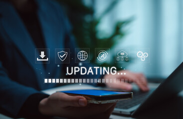 Software update or operating system, update software application upgrade technology concept....
