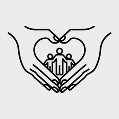 Hands Forming Heart Protecting Family Icon