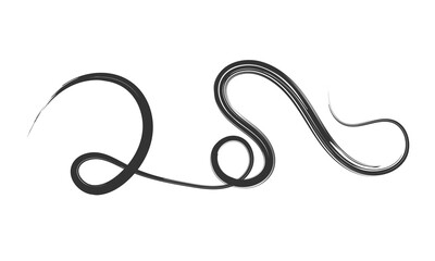 Curved Dry Brush Stroke . Chinese calligraphy . Japanese style .Vector paint stroke . Vector Illustration . 