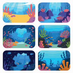 Explore underwater world with coral reef and sea life illustrations for ocean themed designs and backgrounds