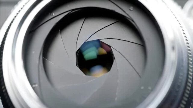 3D Animation of Camera Shutter Opening and Closing in Slow Motion with Soft Mechanical Sound