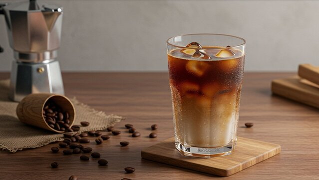 Iced Coffee with Milk and Beans