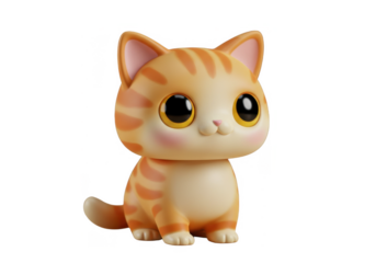 Cute, stylized orange and white striped cat figurine, sitting pose.