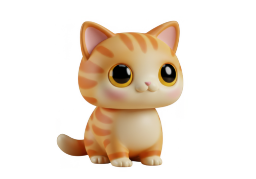 Cute, stylized orange and white striped cat figurine, sitting pose.