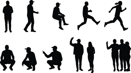 Collection of Diverse Human Silhouettes Poses and Activities
