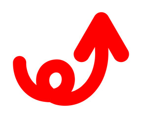 くるっとカールした赤い矢印のアイコン