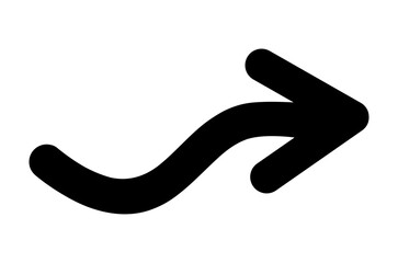 蛇行する黒い線画の矢印アイコン