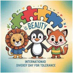 Fototapeta premium International Day for Tolerance cartoon 4.eps