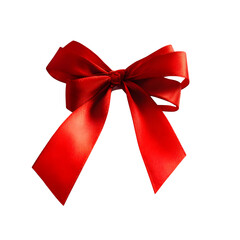 Fototapeta premium Crimson silk bow, a festive ornamentation against darkness, symbolising elegance