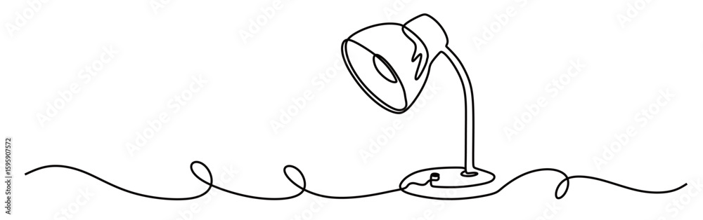 Fototapete continuous line art of a desk lamp or study lamp. study concept using a desk lamp