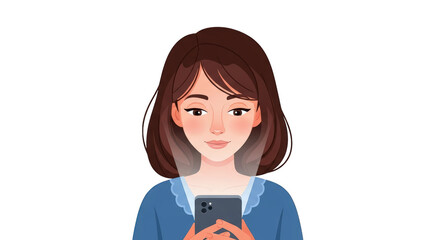 Detailed illustration related to woman using smartphone vector illustration, including elements like Phone, User, Holding, Brown.
