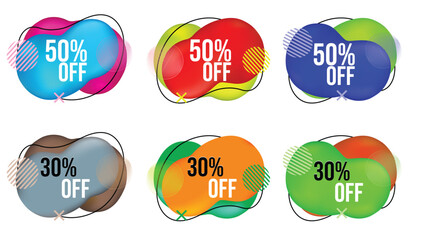 Modern Colorful Discount Labels – 30% and 50% Off Sale Badges