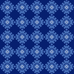 seamless pattern with geometric flowers abstract blue background for fabric surface design packaging vector illustration