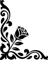 Ornamental Corner Silhouette – Swirling Floral Vintage Design