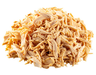 Shredded Chicken Breast for Tacos or Meal Prep, Side View in Studio Light, Transparent PNG